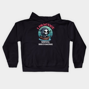 Practice Social Distancing - Fishing Reaper Kids Hoodie